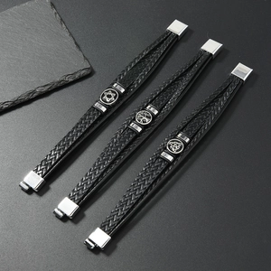 Lot de bracelets en cuir pour hommes avec l'Étoile de David et l'Arbre de Vie