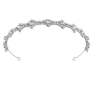 Cerchietto ondulato argento con strass geometrici e cristalli per donna
