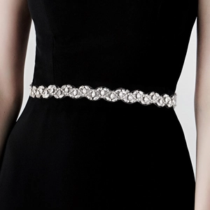 Ceinture de Mariage Luxueuse en Strass de Verre Pour Mariée Motif de Vague Scintillant Écharpe de Robe de Mariée Avec Ruban en Organza Femme Accessoire de Fête