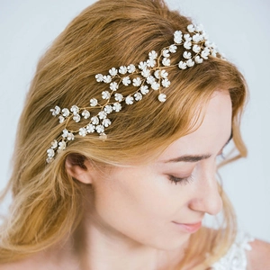 Handmade Western Wedding Metal Rhinestone Artificial Pearl Floral Hairband Photography Bridal Headpiece For Women Jewelry