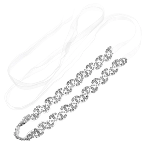 Ceinture de mariée élégante avec strass argentés sur ruban blanc pour robe de mariage