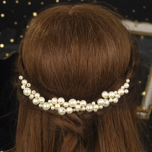 Eleganter Perlen-Haarkamm mit handgefertigten Perlen und Golddraht für Hochzeitsfrisuren
