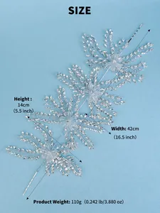 Size chart showing 42cm width and 14cm height for crystal bridal hair vine with measurements