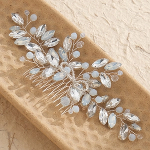 Peigne à Cheveux de Mariée Fait à la Main Style Européen en Alliage avec Strass et Künstliche Perles Élégant Bijoux de Mariage Femme