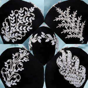 Luxury Bridal Tiara Alloy Zircon Rhinestone Leaf Branch Headband For Wedding Banquet Elegant Silver Women Hair Jewelry