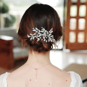 Peigne à cheveux de mariée avec perles opales bleues et strass pour coiffure de mariage