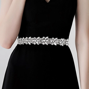Eleganter Hochzeitskleid Strass Gürtel Für Braut Handgefertigte Kristall Blatt Satinband Braut Taille Band Hochzeit Party Zubehör