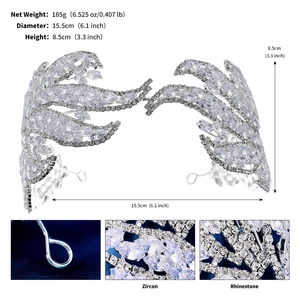 Détails du diadème de mariée de 15,5 cm de diamètre orné de zircons cubiques