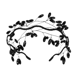 Handmade black crystal vine headband with vintage gothic branch design for wedding performance