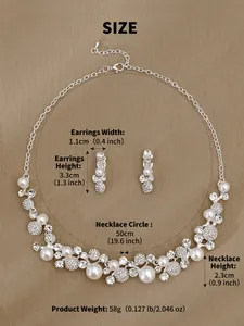 Detaillierte Größenübersicht für Ohrringe und Halskette des Brautschmuck-Sets in Silber