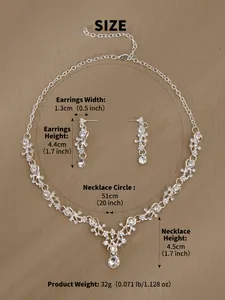 Größentabelle für Brautschmuckset mit 51cm Halskette und 4,4cm Ohrringen