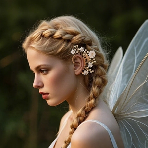 Handmade Copper Wire Floral Ear Cuff With PS Flowers And Faux Artificial Pearls Fairy Forest Style Wedding Bridal Accessories