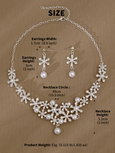Detaillierte Größentabelle für Halsketten und Ohrringe Set mit Strass und Perlen
