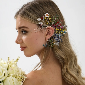 Χειροποίητα Σκουλαρίκια Ear Cuff Ξωτικού για Γυναίκες Πολύχρωμες Γυάλινες Χάντρες Λουλούδι Πεταλούδα Χωρίς Τρύπημα Κοσμήματα