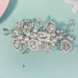 Elegant bridal hair comb with pearls and rhinestones for wedding hairstyles and formal events