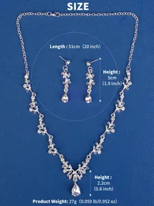 Größentabelle für das Brautschmuckset mit Maßen für Halskette und Strass-Ohrringe
