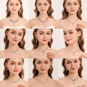 Braut Strass Kunstperle Halskette Und Ohrringe Elegant Luxuriös Hochzeit Schmuckset Für Damen Party Kleider Zubehör