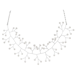 Elegant bridal pearl hair vine with handmade silver copper wire for wedding hairstyles