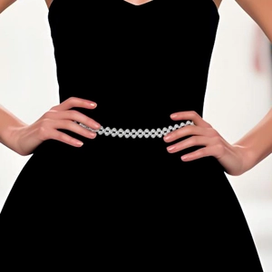 Elegante Catena da Vita in Künstliche Perle Sintetiche a Più File Con Nastro Cintura da Sposa Accessorio per Abito da Sposa Fusciacca Bianca con Perline per Donna
