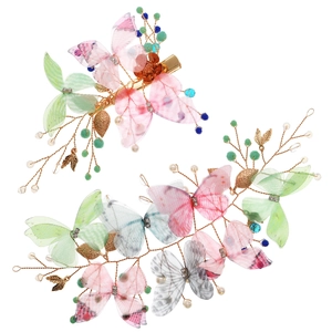 Ensemble pince à cheveux et bandeau papillon en maille avec perles et cristaux