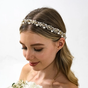 Handgefertigt Braut Haarband Mit Imitationsperle Kristall Strass Legierung Blume Haarschmuck Hochzeit Schmuck Damen Kinder