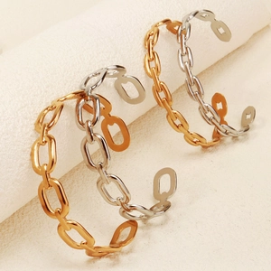 Bracciale rigido a catena placcato oro 18 carats e argento dal design vintage retrò
