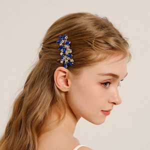 Vintage Alloy Rhinestone Flower Hair Comb Bridal Wedding Party Hair Accessories Crystal Leaf Hair Insert For Women Jewelry