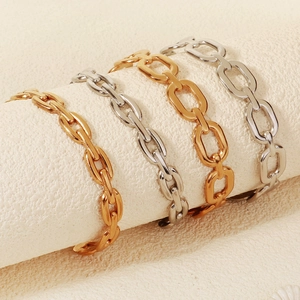 Bracciale Rigido Aperto in Acciaio Inossidabile con Maglie a Catena Oro Argento Metallo Geometrico Intrecciato Cavo per Donna Gioielli