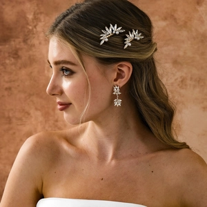 Pettini per Capelli da Sposa in Lega d'Oro Strass Künstliche Perle Sintetiche Elegante Accessorio per Capelli Matrimonio Festa Donna