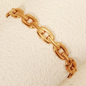 Bracciale a catena in acciaio inossidabile dorato lucido con maglie ovali in stile minimal
