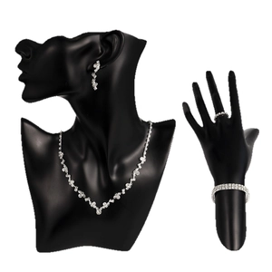 Parure de bijoux de mariée élégante avec cristaux scintillants collier boucles bague