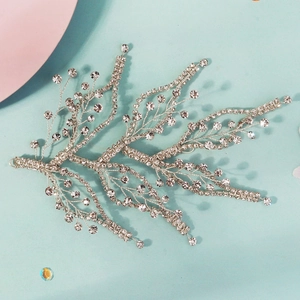 Serre-tête de mariée luxueux en argent avec strass brillants pour robes de mariée