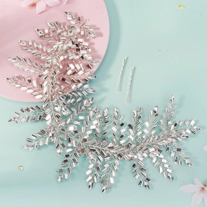 Serre-tête de mariée argenté exagéré avec strass pour accessoires de mariage et de fête