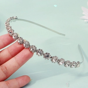 Serre-tête étincelant en strass argentés avec motifs tournesol pour femmes et filles