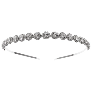 Serre-tête tournesol argenté étincelant avec strass pour accessoire de cheveux femme
