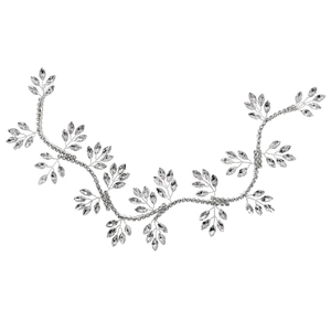Vigne de cheveux mariée en argent avec strass marquise sur fond blanc pur