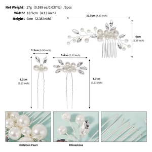 Dettaglio del set da sposa in 3 pezzi con filo d'argento perle e strass lucidi