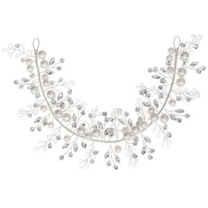 Vigne de cheveux de mariée élégante avec fil d'argent cristaux et perles de mariage