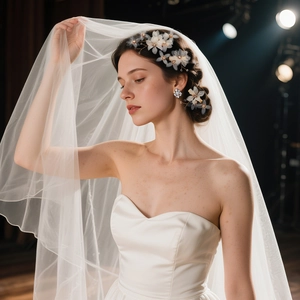 White Mesh Flower Bridal Hair Clips Handmade Rhinestone Alloy Floral Hairpins For Wedding Party Photography Women Accessories
