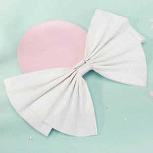 Large handmade white fabric bow brooch pin accessory for wedding and party dresses
