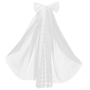 Voile de mariée blanc élégant avec nœud en dentelle florale et tulle transparent