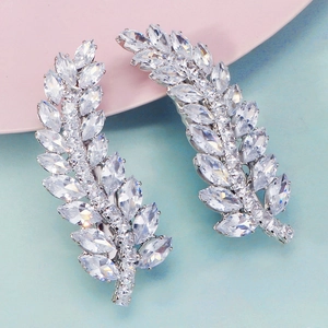Barrette à cheveux élégante en forme de feuille avec zircone marquise pour mariage