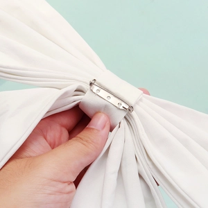 Large white chiffon bridal bow accessory with metal pin for wedding and evening dresses