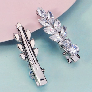 Lot de barrettes en cuivre avec feuilles en zircone pour fêtes et événements chic