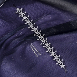 Set fascia per capelli da sposa di lusso e fermagli con zirconi cubici brillanti
