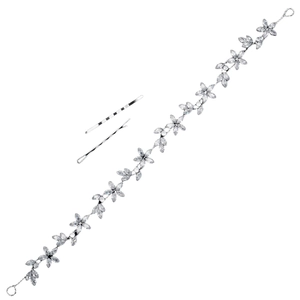 Elegantes Braut Haarranken Set mit Zirkonia und silbernen Blumen Haarnadeln für Hochzeiten