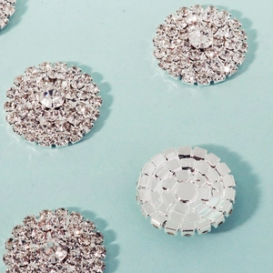 23mm silver sunflower rhinestone buckle with crystal petals for DIY crafts and accessories