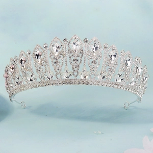 Lussuosa Corona da Sposa in Lega con Strass Elegante Diadema Nuziale Argento per Donna Festa di Compleanno Gioielli per Capelli