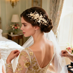 Elegant bridal hair comb with handmade white resin flowers and pearls for wedding hairstyles