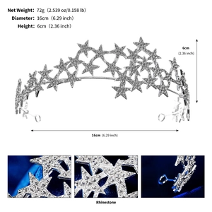 Makro-Detail des funkelnden Strass-Stern-Kronen-Haarreifens mit silbernem Metallrahmen